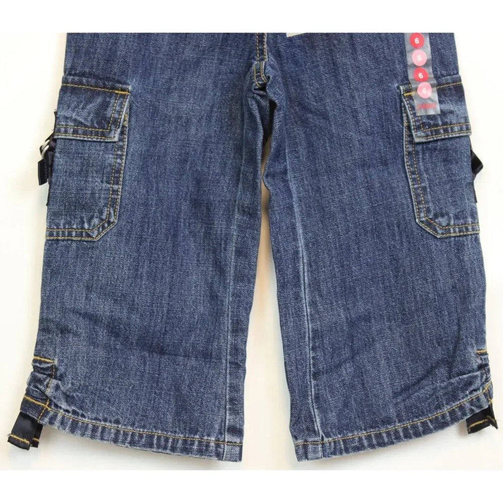 NWT 2004 Gymboree Dandelion Wishes Blue Denim Capri Cargo Pants sz 6